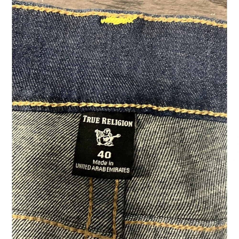 NEW True Religion Men’s Billy Relaxed Bootcut Jeans Pocket Flaps Blue Sz 40x33